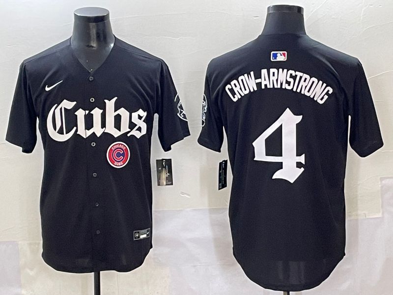 Men 2025 Chicago Cubs #4 Crow-Armstrong Black Five generations Joint Name Nike MLB Jersey style 17